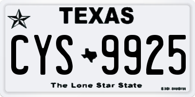 TX license plate CYS9925