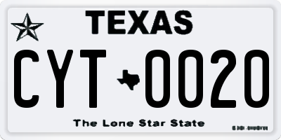TX license plate CYT0020