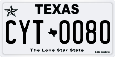 TX license plate CYT0080