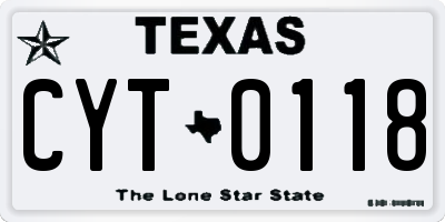 TX license plate CYT0118