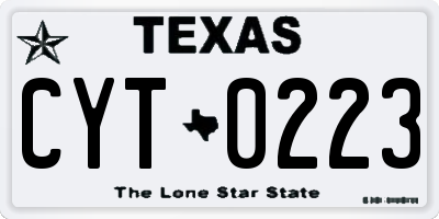 TX license plate CYT0223