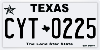 TX license plate CYT0225
