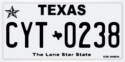 TX license plate CYT0238
