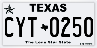 TX license plate CYT0250