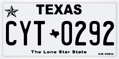 TX license plate CYT0292