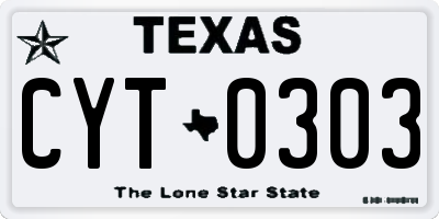 TX license plate CYT0303