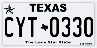 TX license plate CYT0330