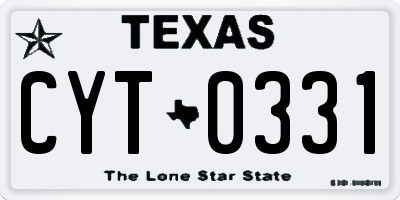TX license plate CYT0331