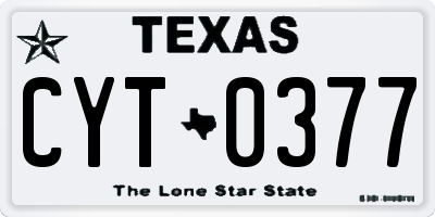 TX license plate CYT0377