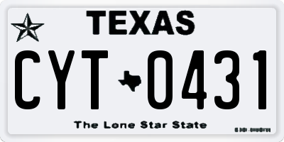 TX license plate CYT0431