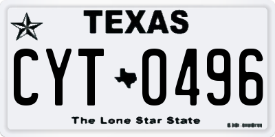 TX license plate CYT0496