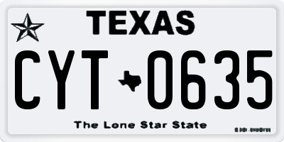 TX license plate CYT0635