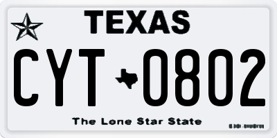 TX license plate CYT0802
