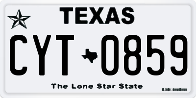 TX license plate CYT0859