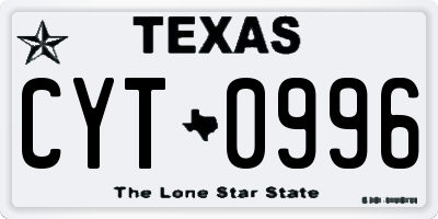 TX license plate CYT0996