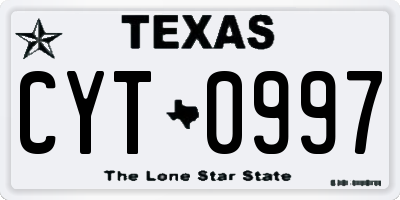 TX license plate CYT0997