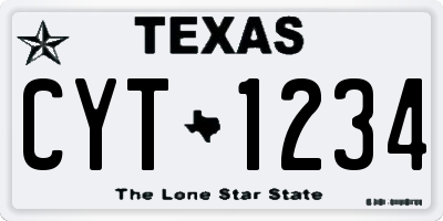 TX license plate CYT1234