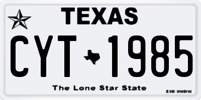 TX license plate CYT1985