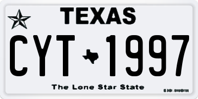 TX license plate CYT1997