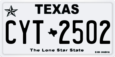 TX license plate CYT2502