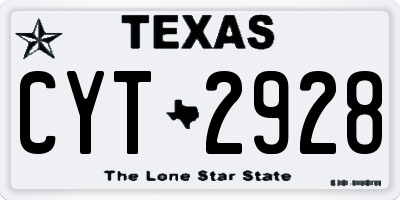 TX license plate CYT2928