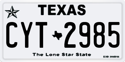 TX license plate CYT2985