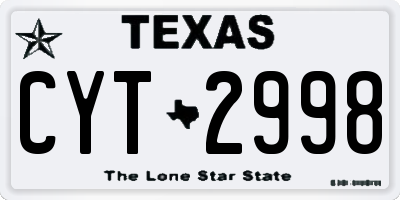 TX license plate CYT2998