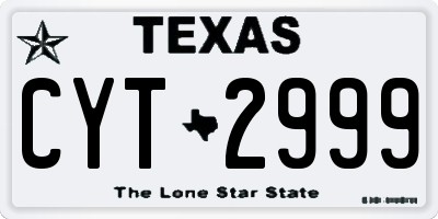 TX license plate CYT2999