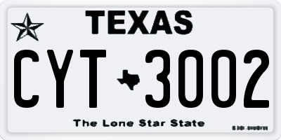 TX license plate CYT3002