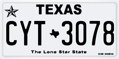TX license plate CYT3078