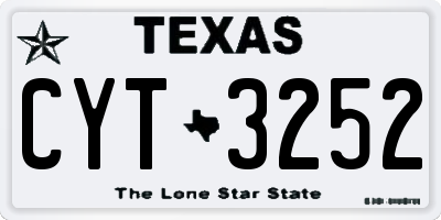 TX license plate CYT3252