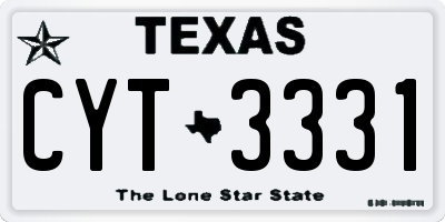 TX license plate CYT3331