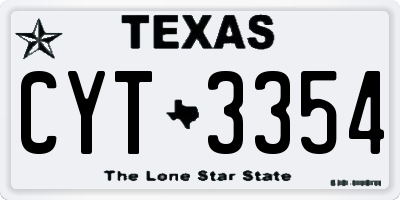 TX license plate CYT3354