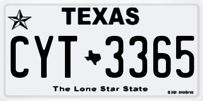 TX license plate CYT3365