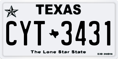 TX license plate CYT3431