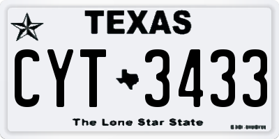 TX license plate CYT3433