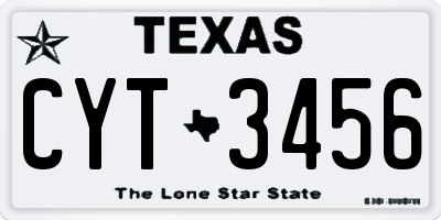 TX license plate CYT3456
