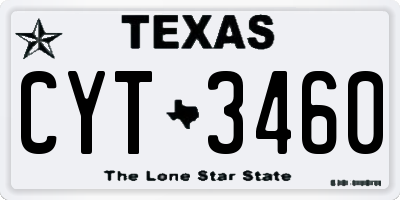 TX license plate CYT3460