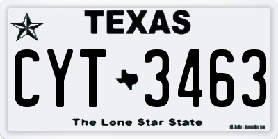 TX license plate CYT3463