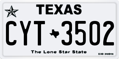 TX license plate CYT3502