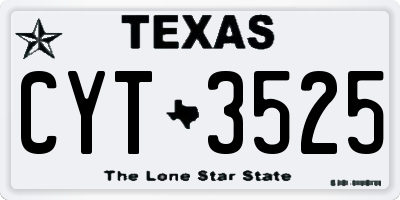 TX license plate CYT3525