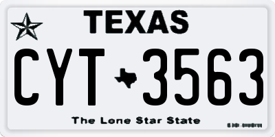 TX license plate CYT3563