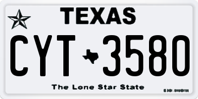 TX license plate CYT3580