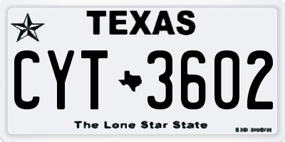 TX license plate CYT3602