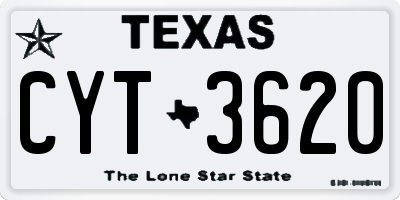 TX license plate CYT3620