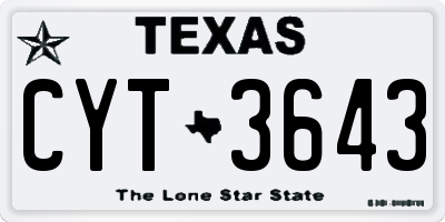 TX license plate CYT3643