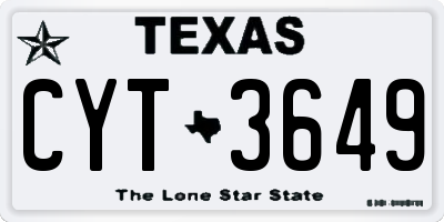 TX license plate CYT3649