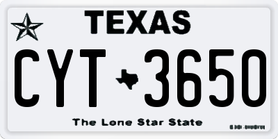 TX license plate CYT3650