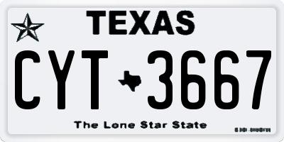 TX license plate CYT3667