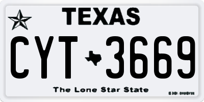 TX license plate CYT3669